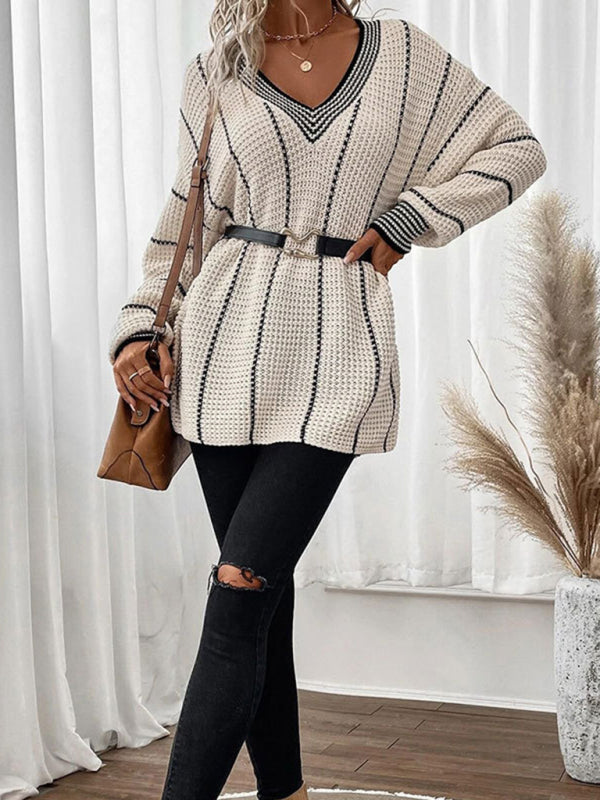 Blue Zone Planet | style top vertical pattern loose sweater BLUE ZONE PLANET