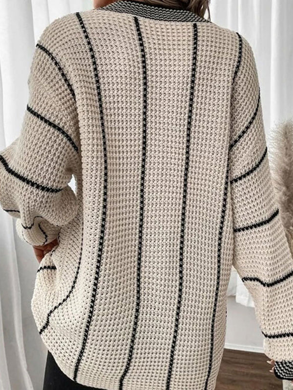 Blue Zone Planet | style top vertical pattern loose sweater BLUE ZONE PLANET