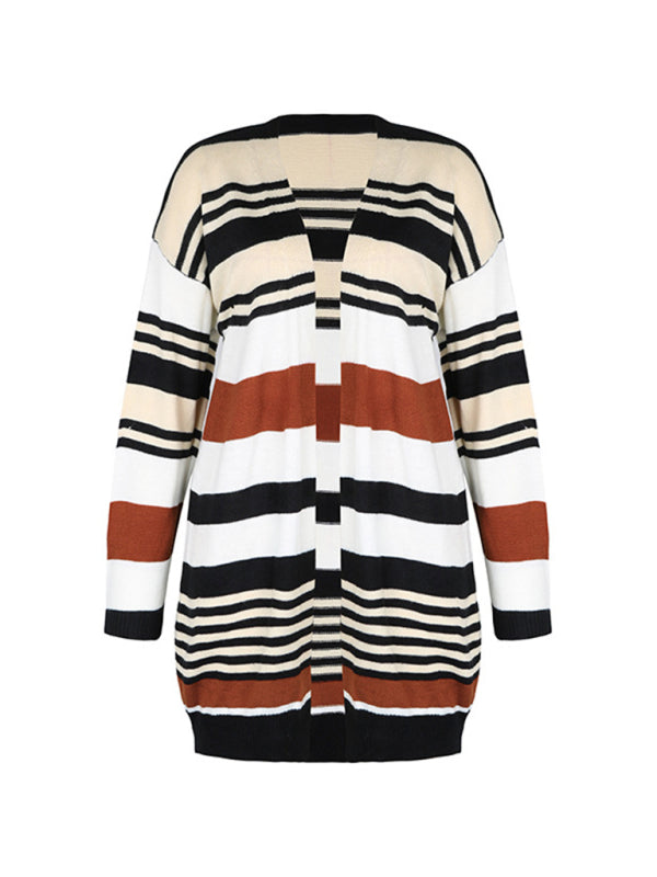 color block long sweater cardigan BLUE ZONE PLANET
