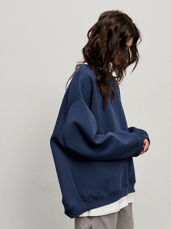 Blue Zone Planet | Round neck polar fleece loose sweatshirt BLUE ZONE PLANET