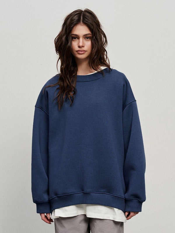 Blue Zone Planet | Round neck polar fleece loose sweatshirt BLUE ZONE PLANET
