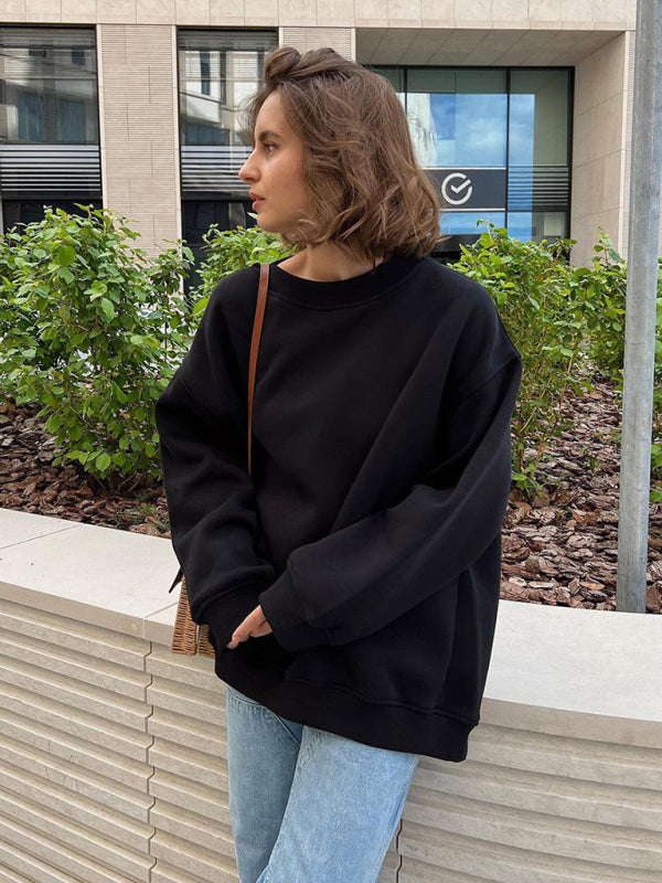 Blue Zone Planet |  Round neck polar fleece loose sweatshirt BLUE ZONE PLANET