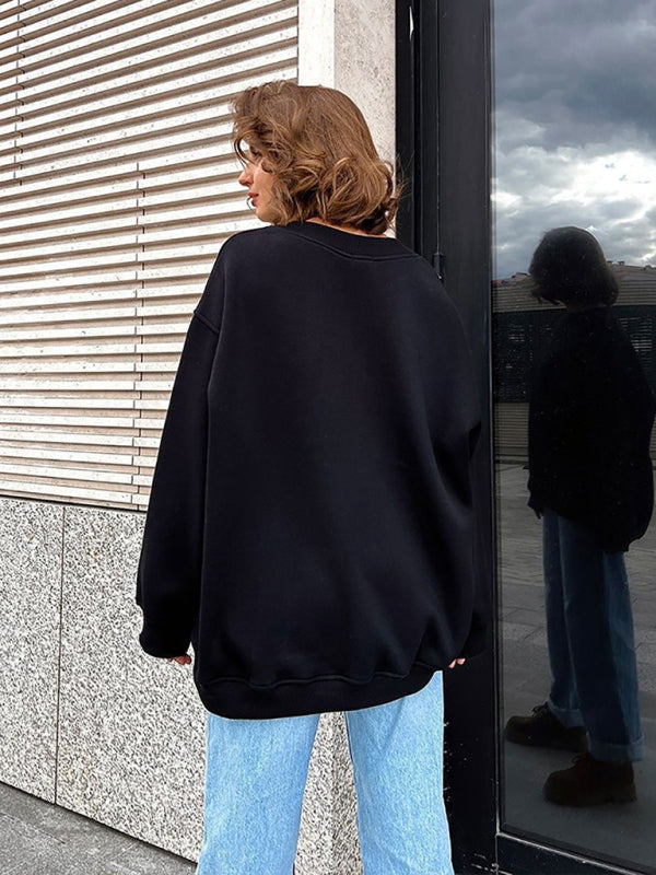 Blue Zone Planet |  Round neck polar fleece loose sweatshirt BLUE ZONE PLANET