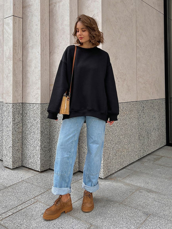 Blue Zone Planet |  Round neck polar fleece loose sweatshirt BLUE ZONE PLANET
