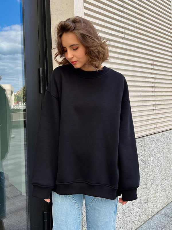Blue Zone Planet | Round neck polar fleece loose sweatshirt BLUE ZONE PLANET