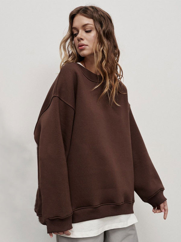 Blue Zone Planet | Round neck polar fleece loose sweatshirt BLUE ZONE PLANET
