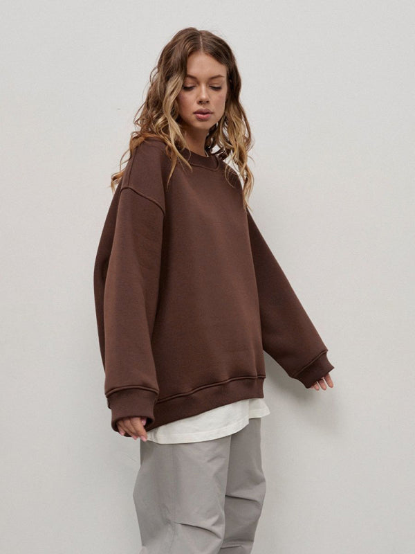 Blue Zone Planet |  Round neck polar fleece loose sweatshirt BLUE ZONE PLANET