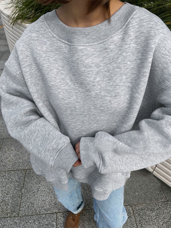 Blue Zone Planet |  Round neck polar fleece loose sweatshirt BLUE ZONE PLANET