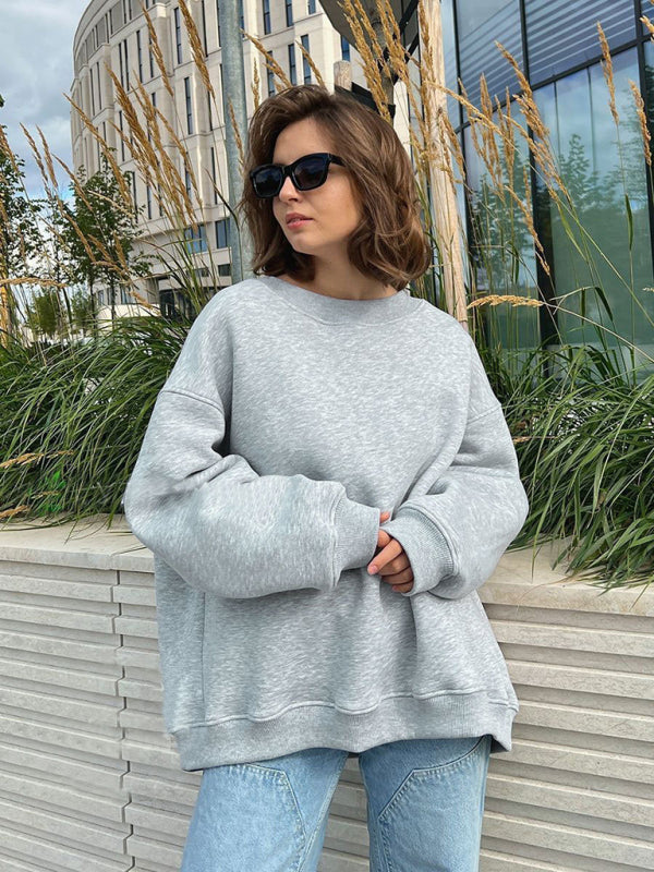Blue Zone Planet |  Round neck polar fleece loose sweatshirt BLUE ZONE PLANET