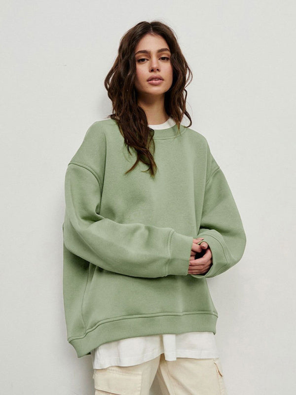 Blue Zone Planet | Round neck polar fleece loose sweatshirt BLUE ZONE PLANET