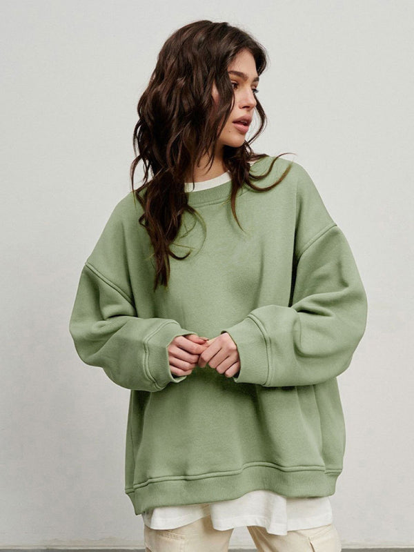 Blue Zone Planet | Round neck polar fleece loose sweatshirt BLUE ZONE PLANET
