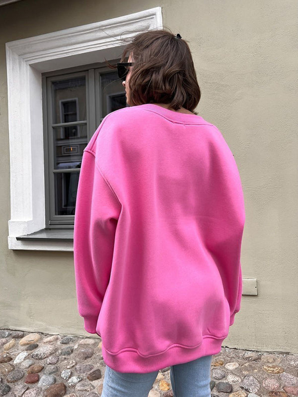 Blue Zone Planet |  Round neck polar fleece loose sweatshirt BLUE ZONE PLANET