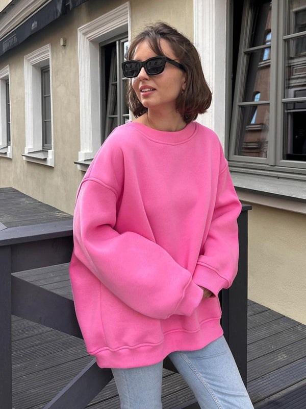 Blue Zone Planet | Round neck polar fleece loose sweatshirt BLUE ZONE PLANET