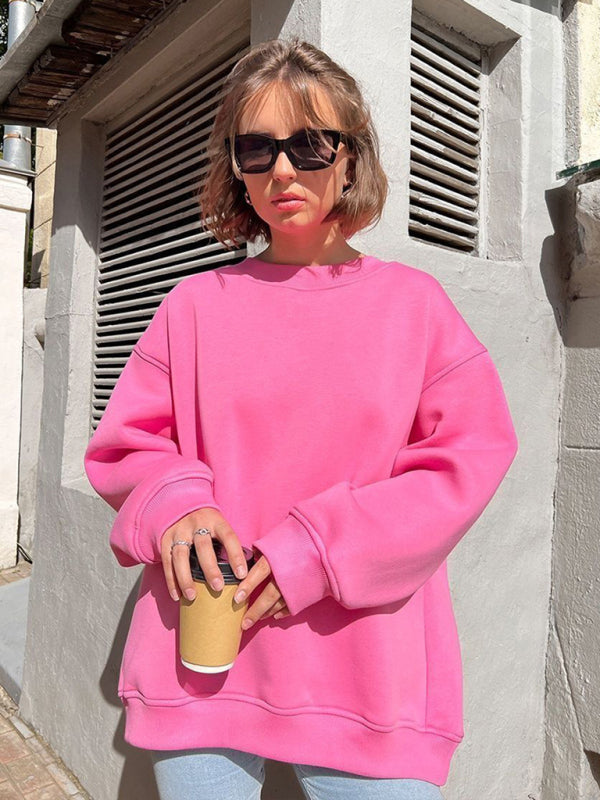Blue Zone Planet | Round neck polar fleece loose sweatshirt BLUE ZONE PLANET
