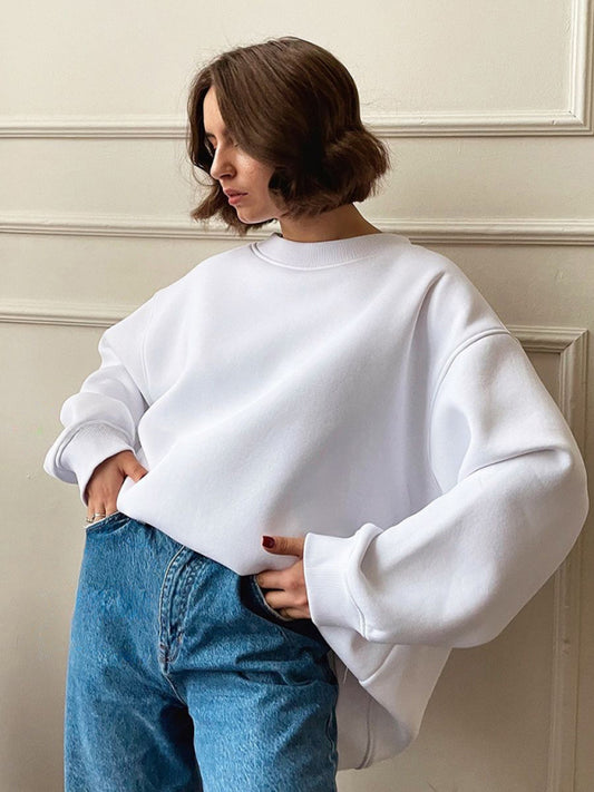 Blue Zone Planet |  Round neck polar fleece loose sweatshirt BLUE ZONE PLANET