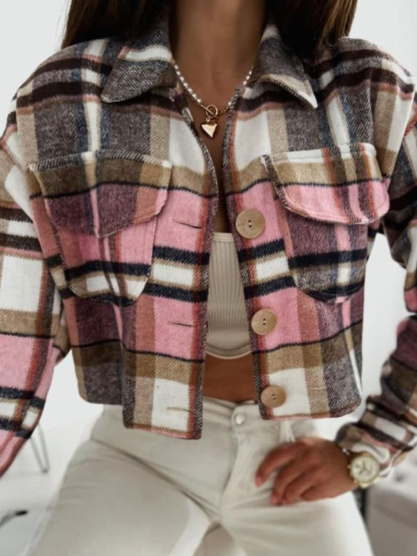 Blue Zone Planet | Plaid lapel button pocket jacket BLUE ZONE PLANET