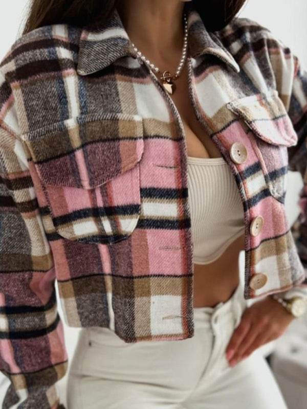 Blue Zone Planet | Plaid lapel button pocket jacket BLUE ZONE PLANET