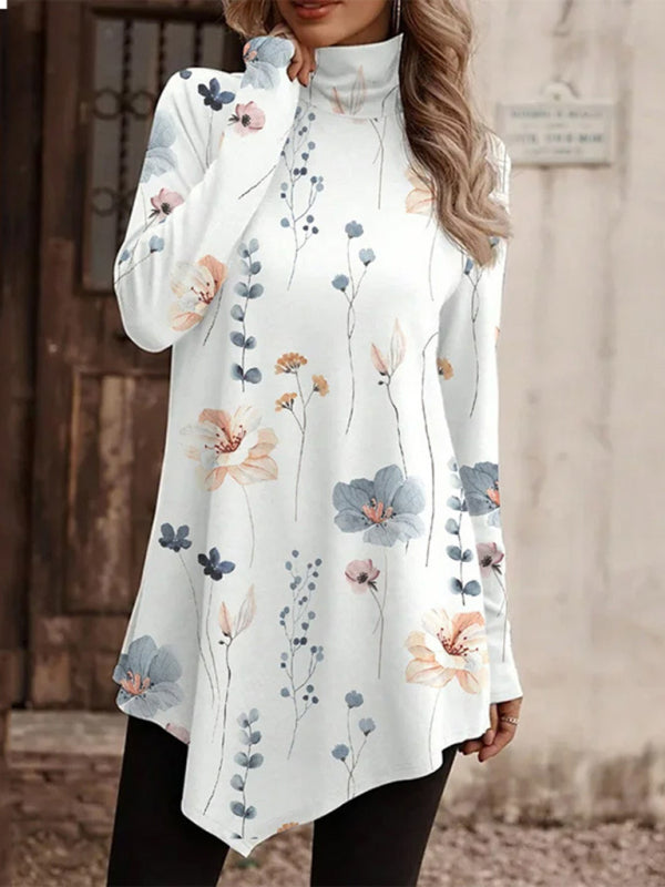 Blue Zone Planet | High collar bohemian print long sleeve T-shirt BLUE ZONE PLANET