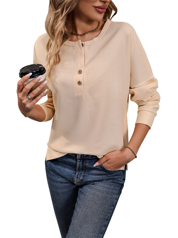 Blue Zone Planet | Long Sleeve Solid Color Knitted Tops BLUE ZONE PLANET