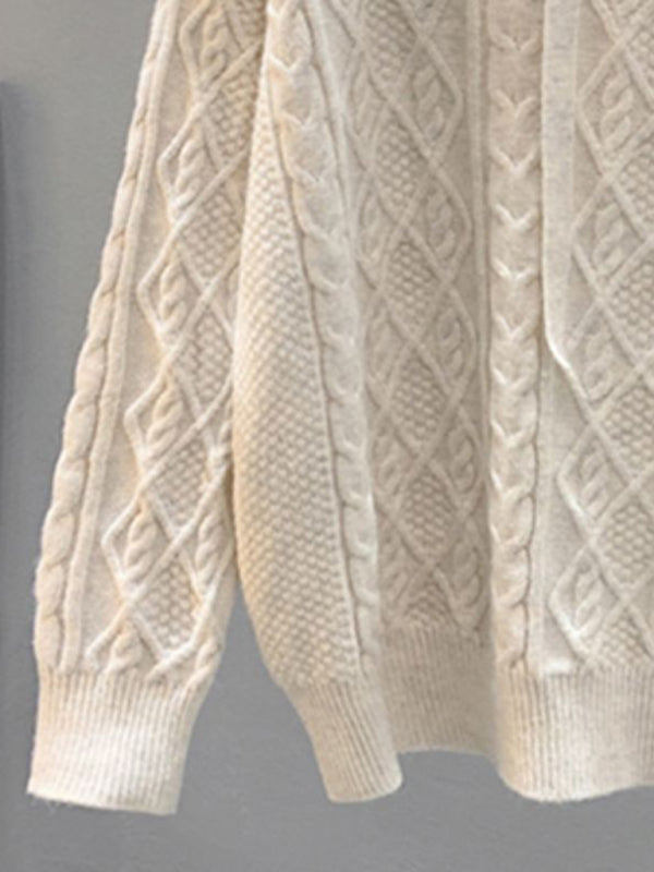 twist loose hooded knitted sweater BLUE ZONE PLANET