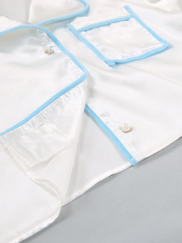 Blue Zone Planet | Bianca's Short Long-Sleeved Spliced Ruffle Shorts Pajama Set BLUE ZONE PLANET