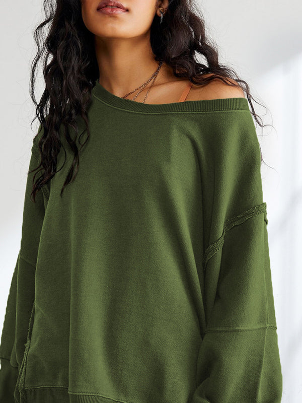 Blue Zone Planet |  loose round neck patchwork sweatshirt BLUE ZONE PLANET