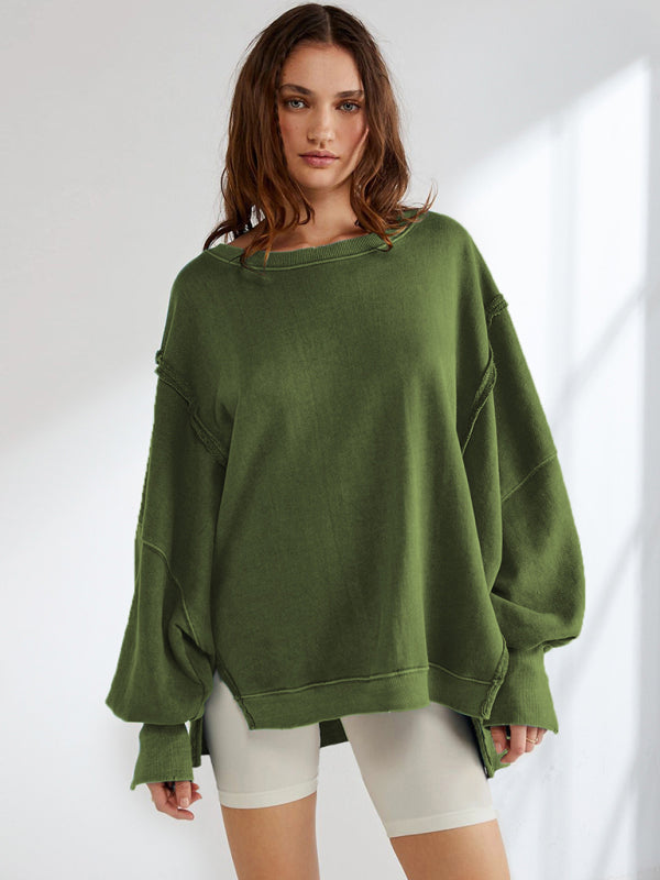 Blue Zone Planet | loose round neck patchwork sweatshirt BLUE ZONE PLANET