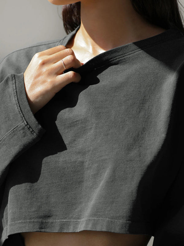 Blue Zone Planet | loose round neck high waist sweatshirt BLUE ZONE PLANET