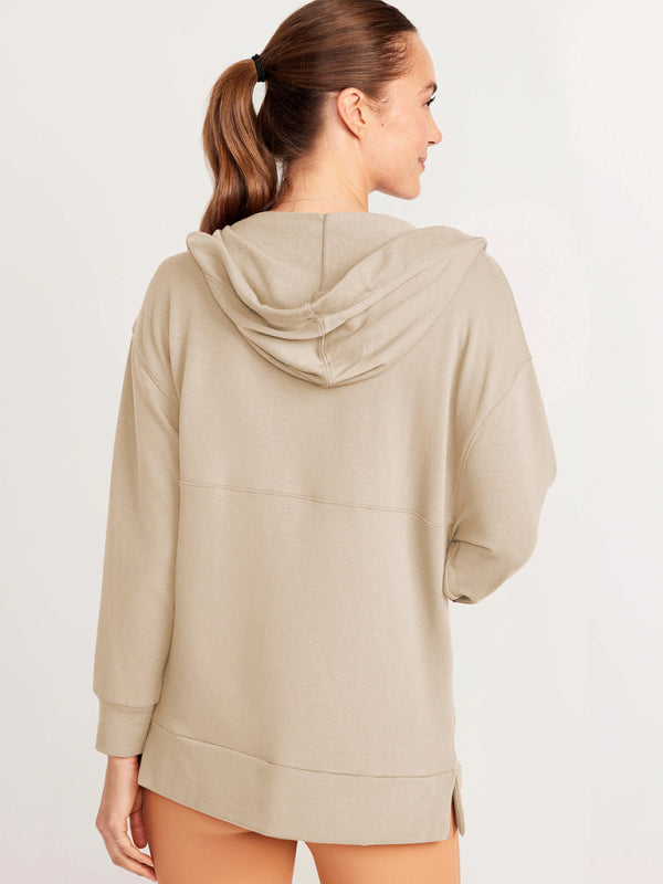 loose hooded sweatshirt knitted top BLUE ZONE PLANET