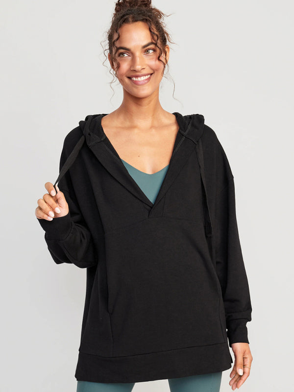 loose hooded sweatshirt knitted top BLUE ZONE PLANET