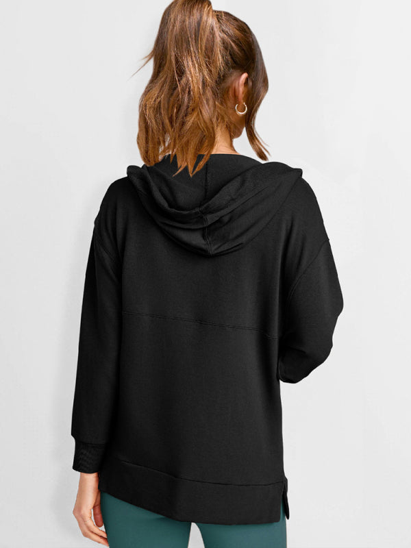 loose hooded sweatshirt knitted top BLUE ZONE PLANET
