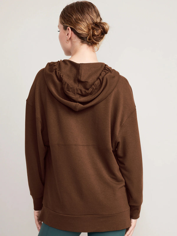 loose hooded sweatshirt knitted top BLUE ZONE PLANET