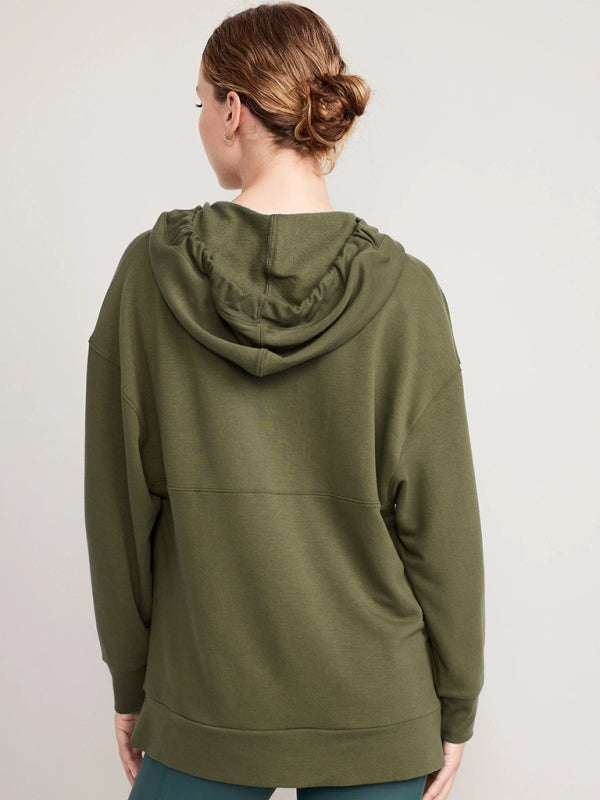 loose hooded sweatshirt knitted top BLUE ZONE PLANET