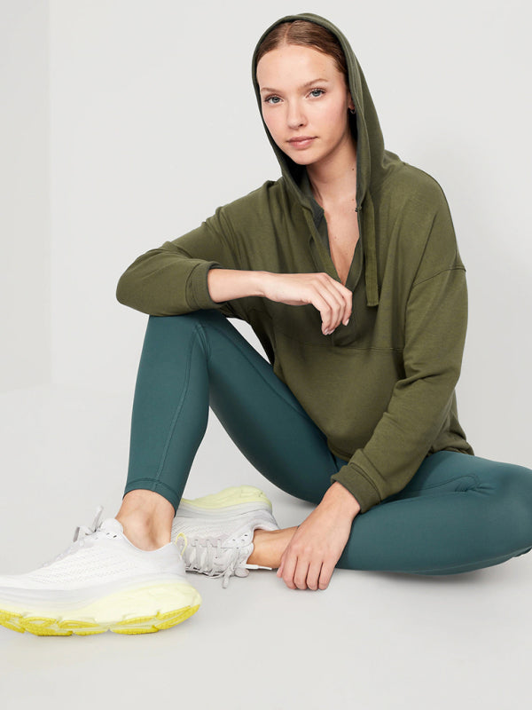 loose hooded sweatshirt knitted top BLUE ZONE PLANET