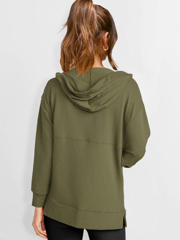 loose hooded sweatshirt knitted top BLUE ZONE PLANET