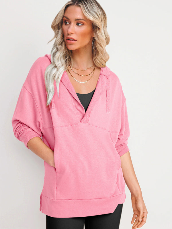 loose hooded sweatshirt knitted top BLUE ZONE PLANET