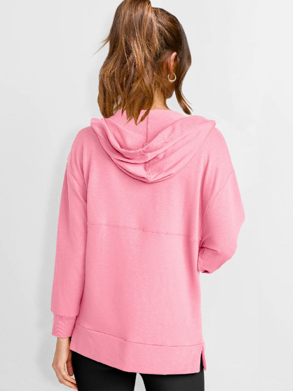 loose hooded sweatshirt knitted top BLUE ZONE PLANET
