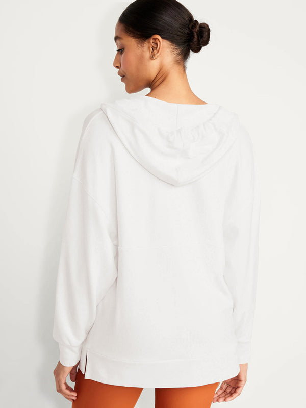 loose hooded sweatshirt knitted top BLUE ZONE PLANET