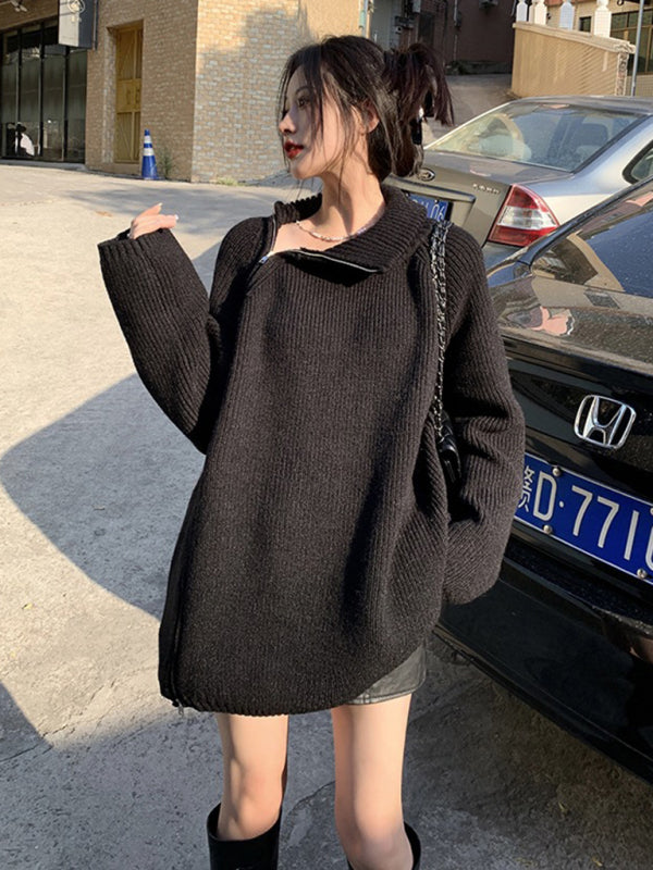 turtleneck sweater with side zipper design BLUE ZONE PLANET