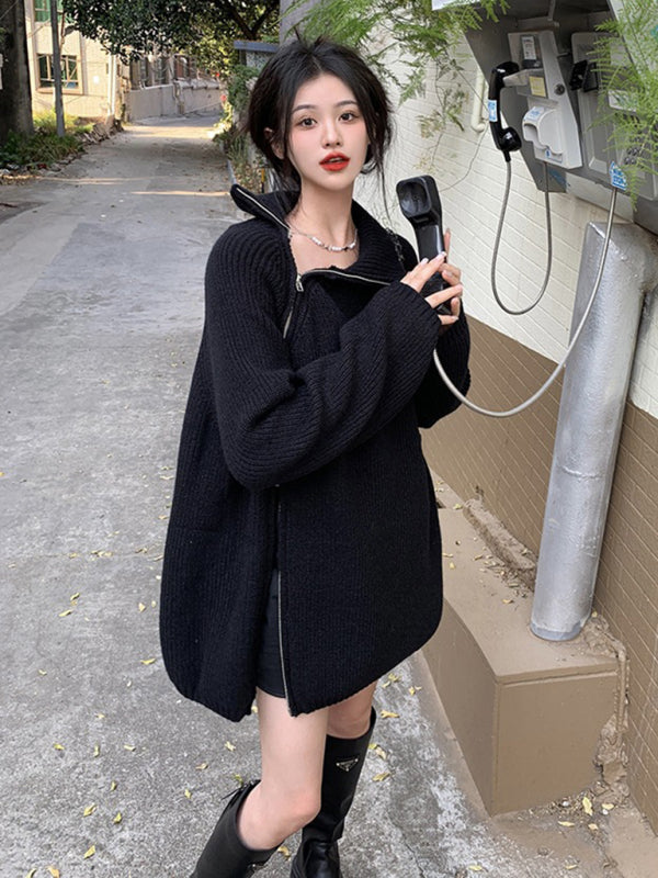 turtleneck sweater with side zipper design BLUE ZONE PLANET