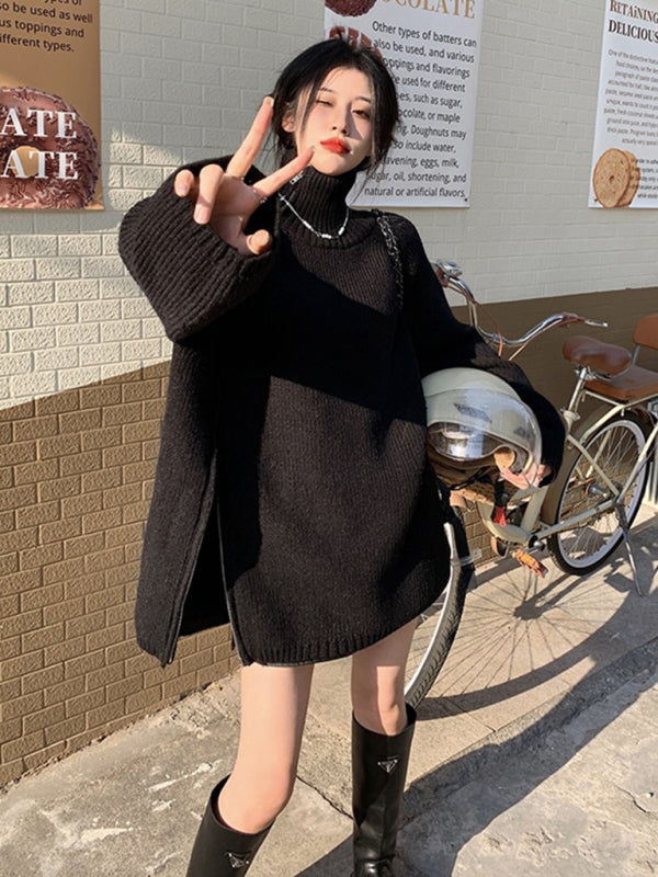 turtleneck sweater with side zipper design BLUE ZONE PLANET