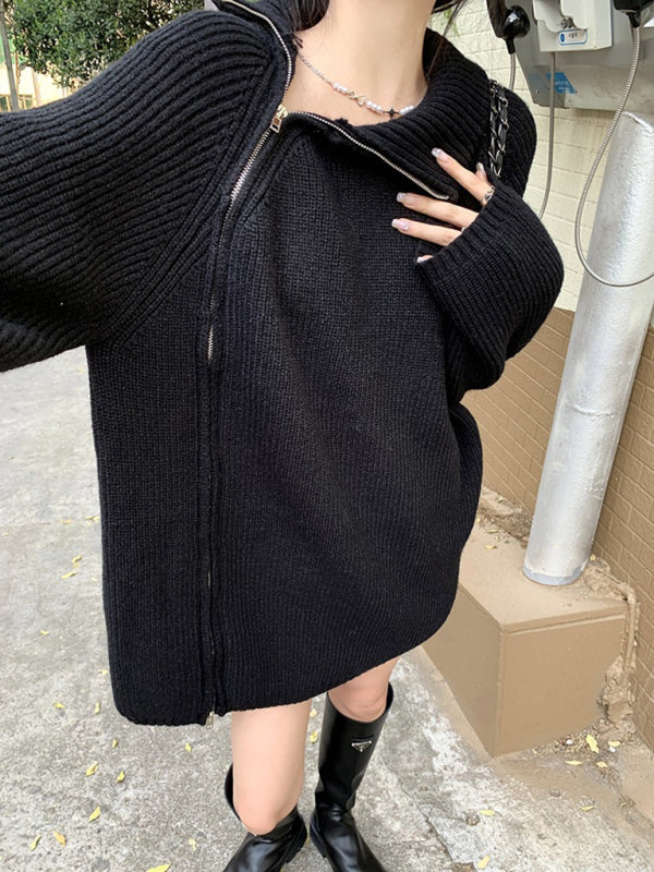 turtleneck sweater with side zipper design BLUE ZONE PLANET