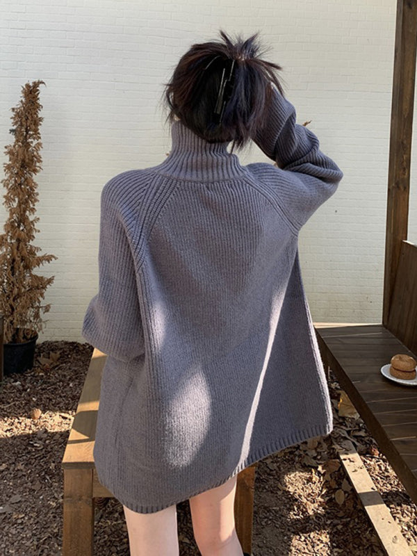 turtleneck sweater with side zipper design BLUE ZONE PLANET