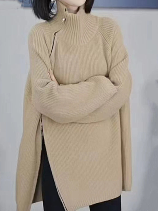 turtleneck sweater with side zipper design BLUE ZONE PLANET