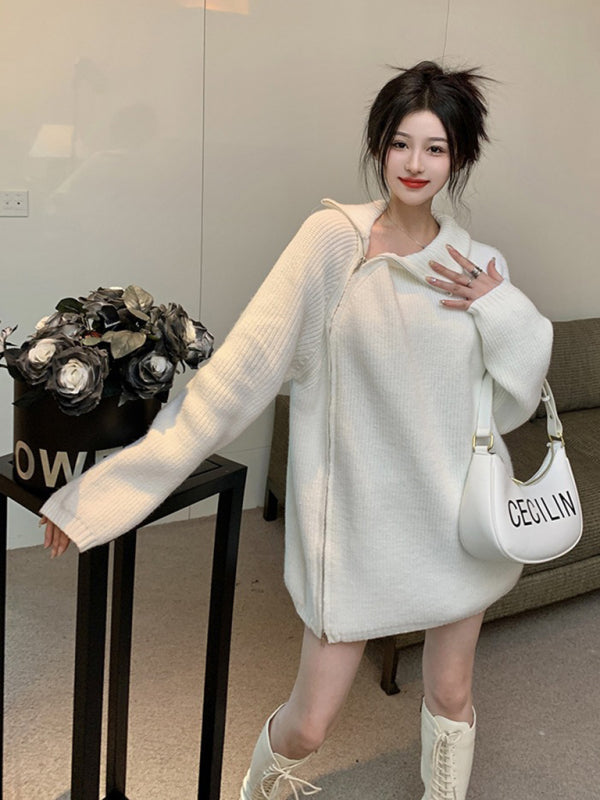 turtleneck sweater with side zipper design BLUE ZONE PLANET