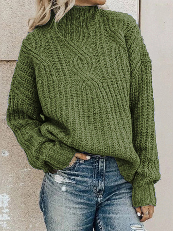 Blue Zone Planet | pullover turtleneck twist knitted sweater top BLUE ZONE PLANET