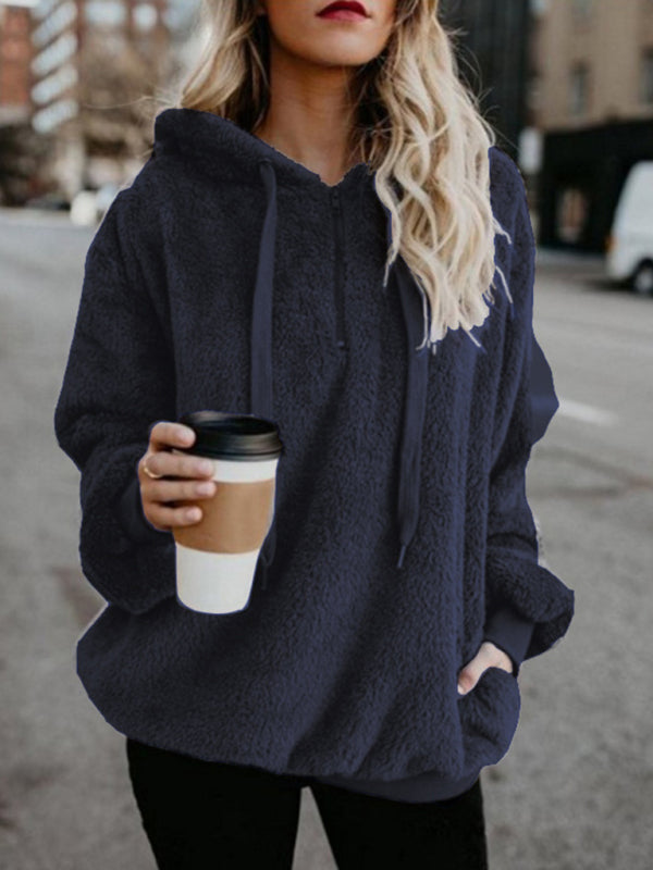 Blue Zone Planet | Women's hooded drawstring pocket sweatshirt fleece jacket BLUE ZONE PLANET