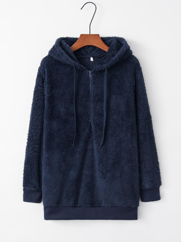 Blue Zone Planet | Women's hooded drawstring pocket sweatshirt fleece jacket BLUE ZONE PLANET