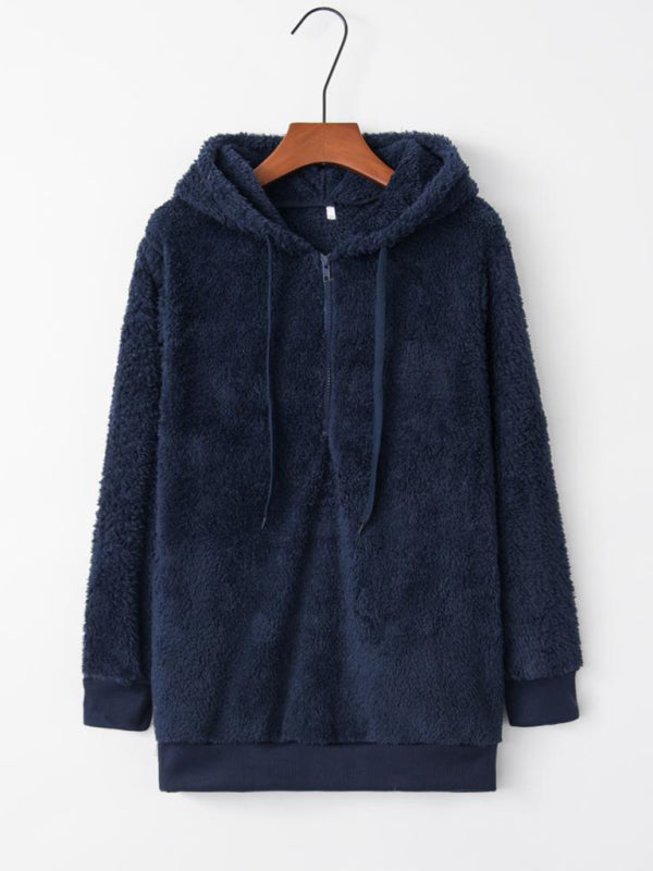 Blue Zone Planet |  Women's hooded drawstring pocket sweatshirt fleece jacket BLUE ZONE PLANET