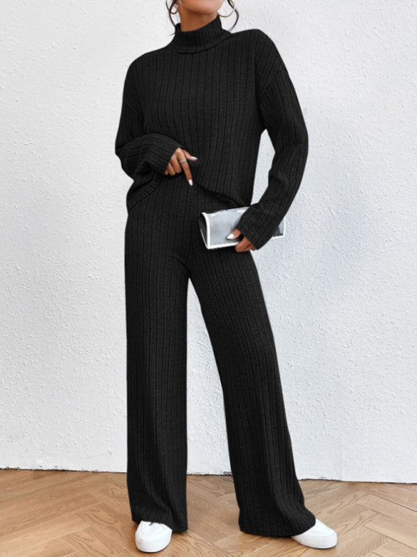 Blue Zone Planet | high collar knitted long sleeve knitted two-piece set BLUE ZONE PLANET